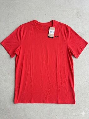 Nike Men’s Red Short-Sleeve Crew Tee with Black Swoosh